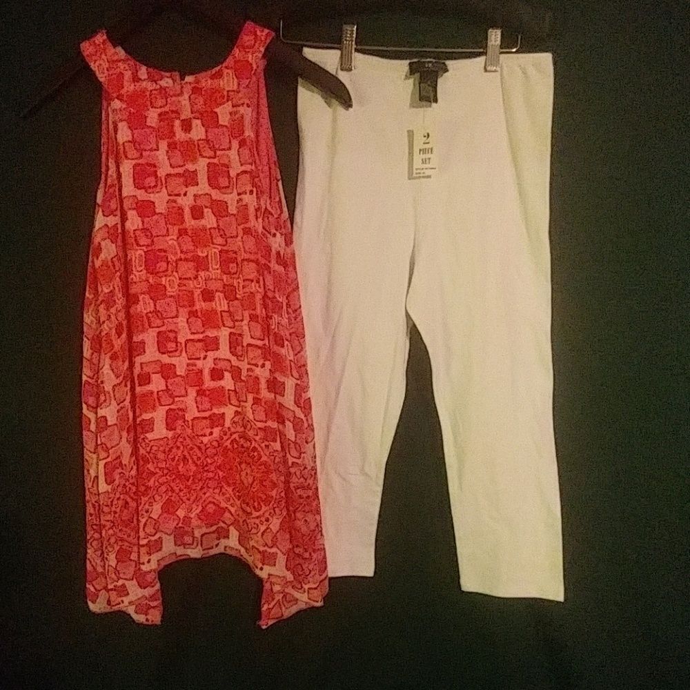 IZ Amy Byer Shades of Pink Tunic/White‎ Leggings Size XL